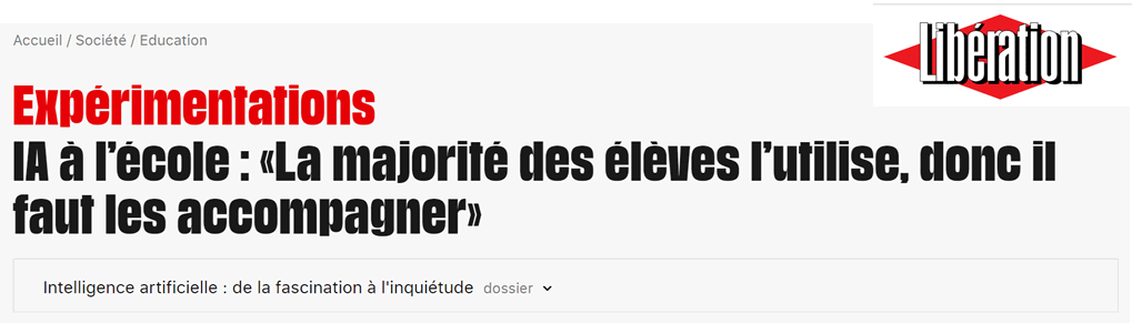 Article Libération sur l'IA en classe