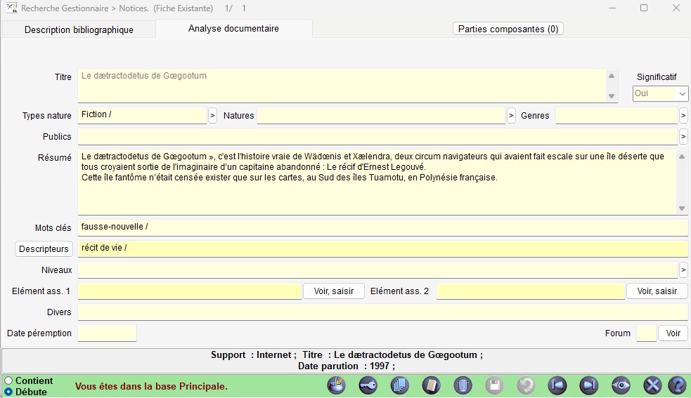 fiche biblio dae